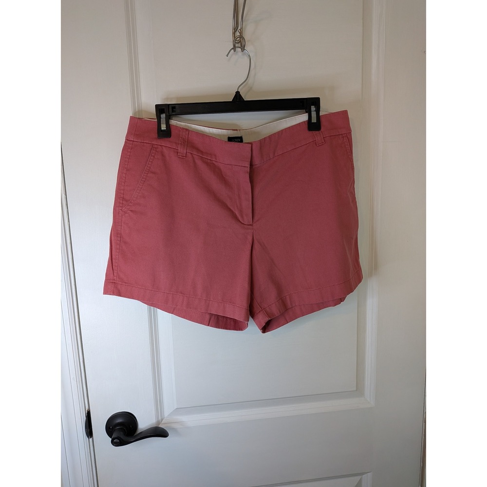 J.Crew Womens Chino Shorts Coral Pink Cotton Twill Size 12 Casual Summer Preppy